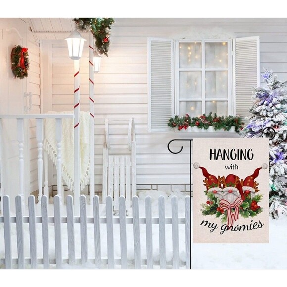 Christmas Garden Flag ~ Hanging with my Gnomies ~ 12x18 - Picture 6 of 6